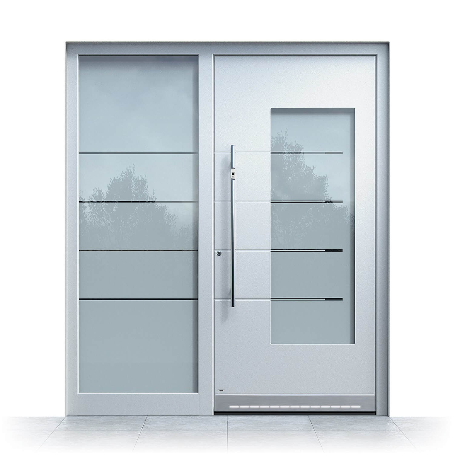 Aluminium Haustür Graz in Silbergrau
