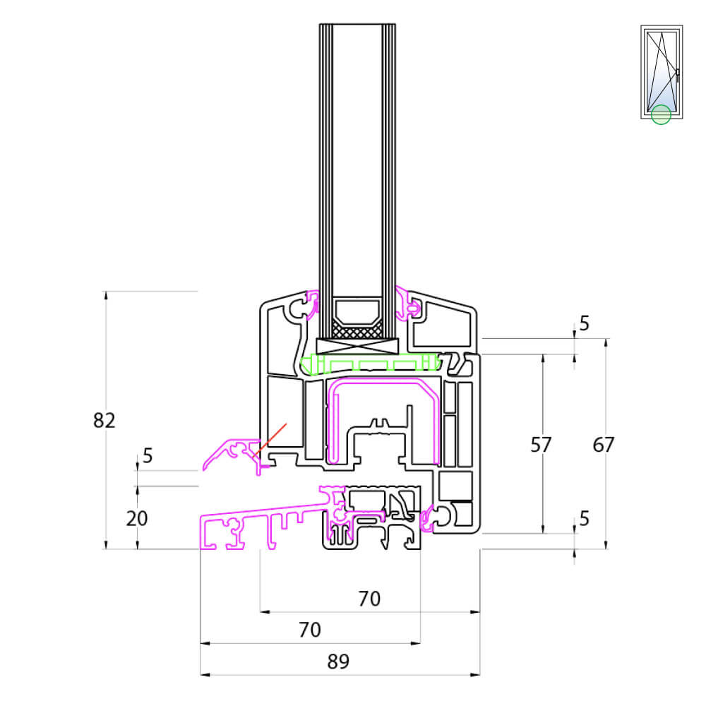 Ideal 4000 Balkontüre mit flacher Schwelle 
