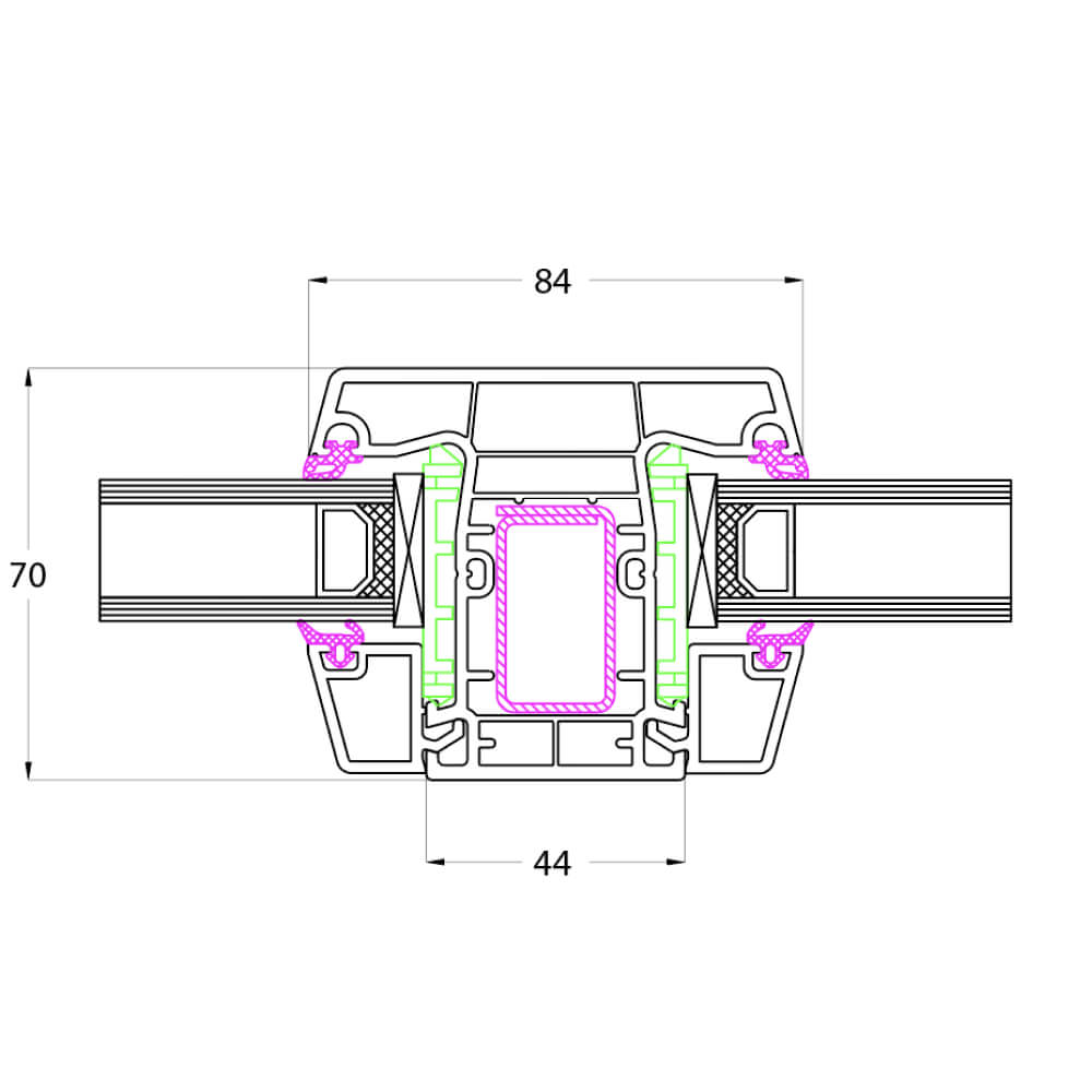 Glasteilende Sprosse 84mm