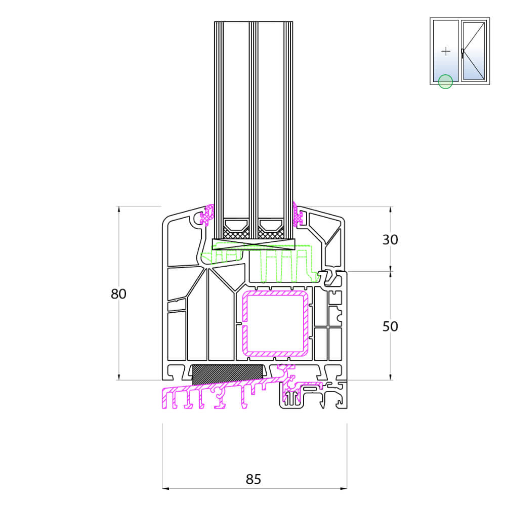 Ideal Design Balkontür mit feststehendem Seitenteil und Schwelle