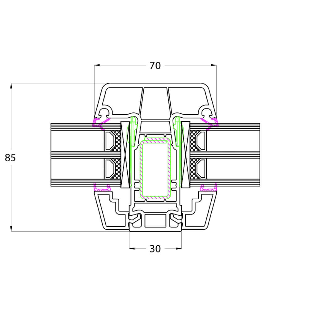 Ideal Design Glasteilende Sprosse 70 mm