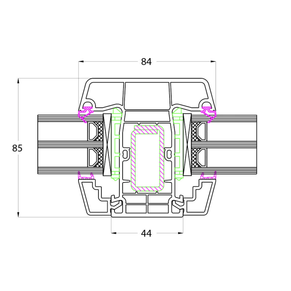 Ideal Design Glasteilende Sprosse 84 mm