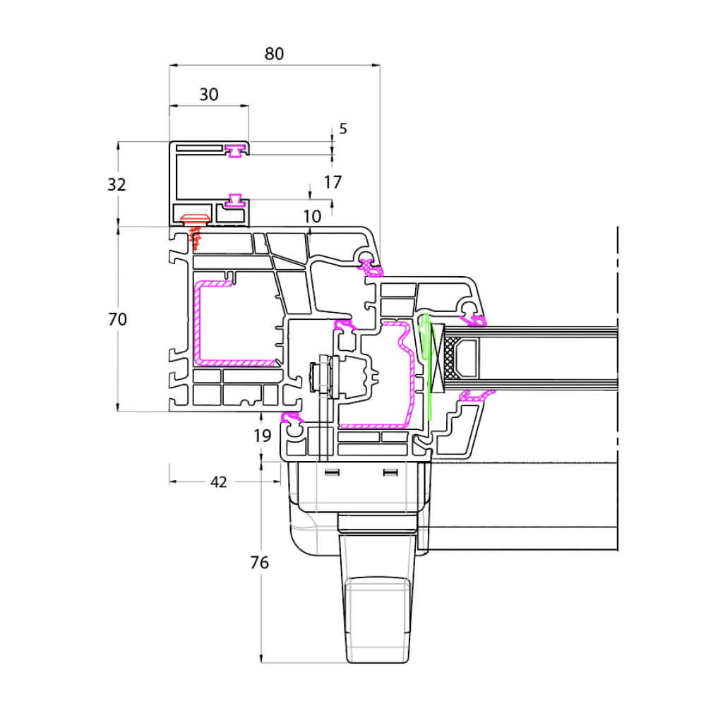Ideal 4000 - Griffseite Rollladenführungsschiene Altbau