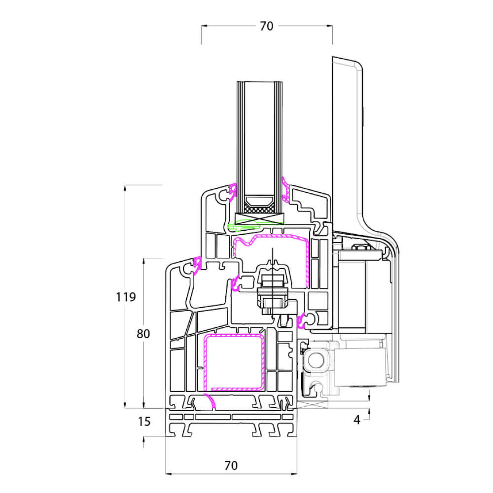 Ideal 4000 - PSK mit Rahmenverbreiterung 15mm