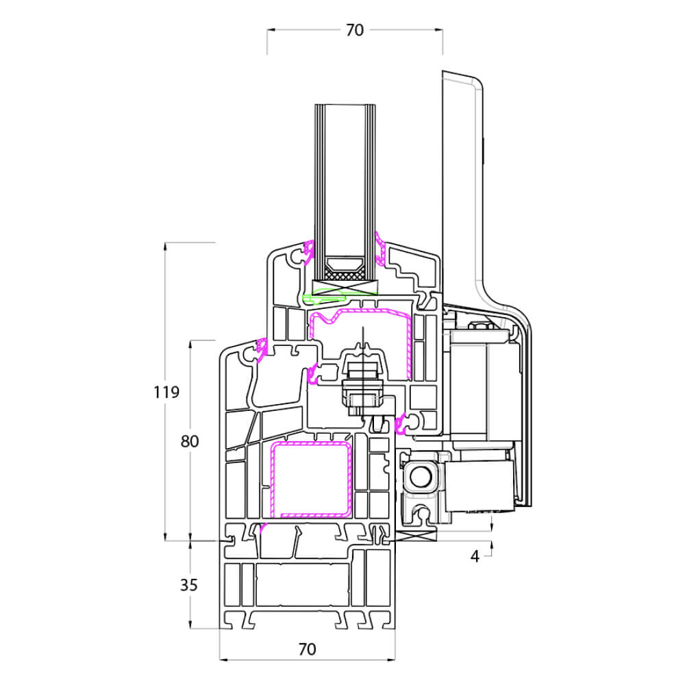 Ideal 4000 - PSK mit Rahmenverbreiterung 35mm