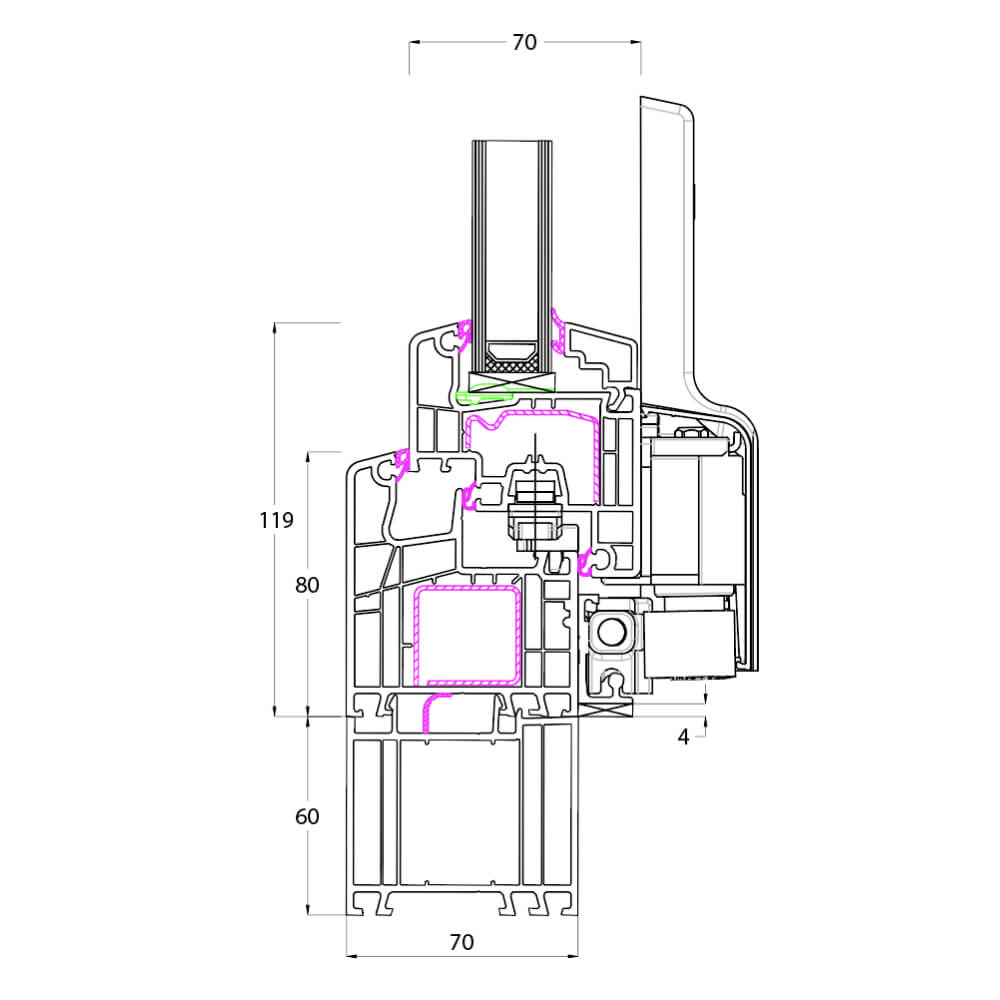 Ideal 4000 - PSK mit Rahmenverbreiterung 60mm