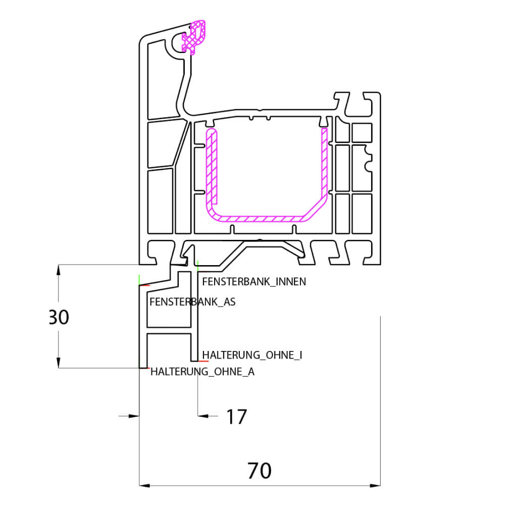 Ideal 4000 - Fensterbankanschlussprofil Altbau 25mm