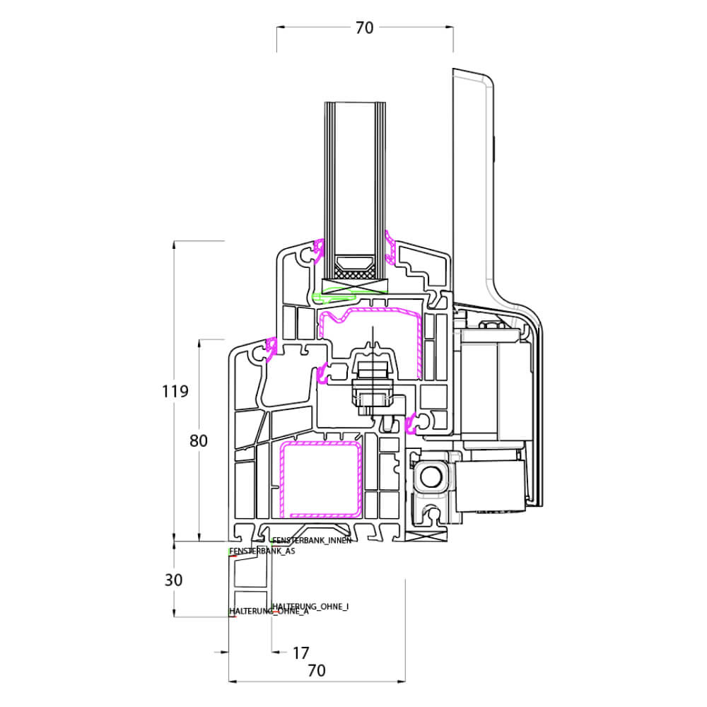 Ideal 4000 - Fensterbankanschlussprofil Altbau 30mm