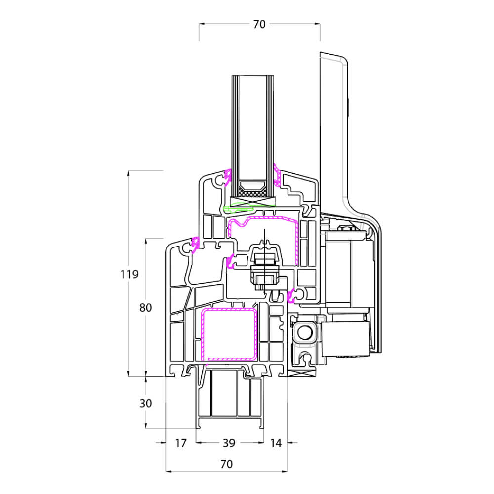 Ideal 4000 - PSK mit Fensterbankanschlussprofil Neubau 30mm