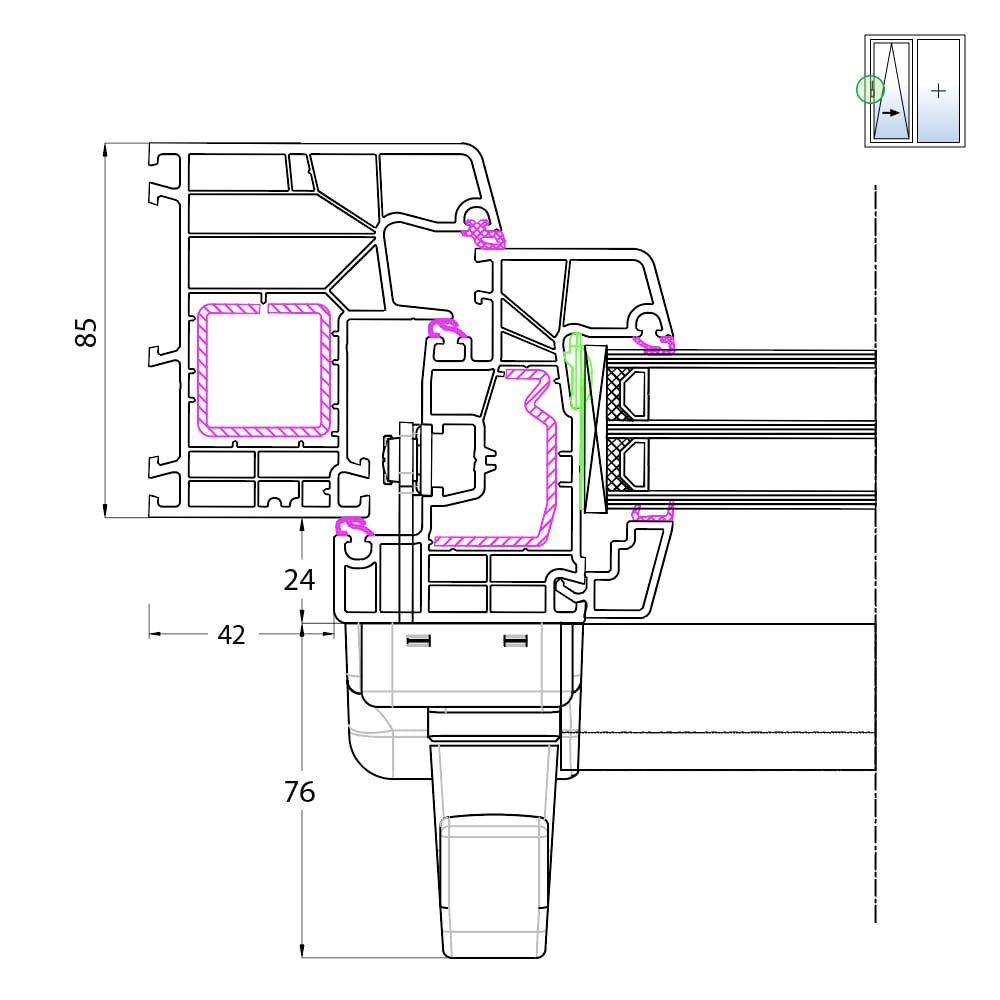 Ideal 8000 - Detail Griffseite