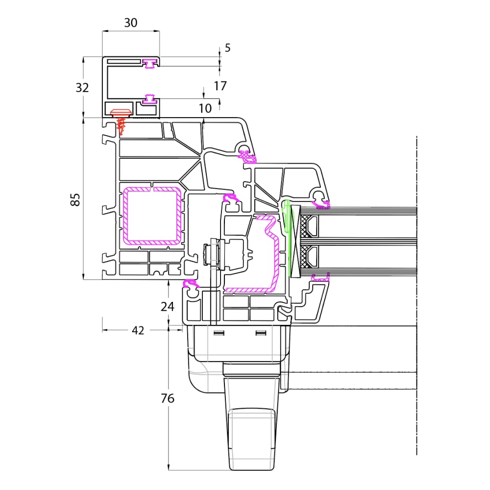 Ideal 8000 - Rolladenführungsschiene Altbau Griffseite