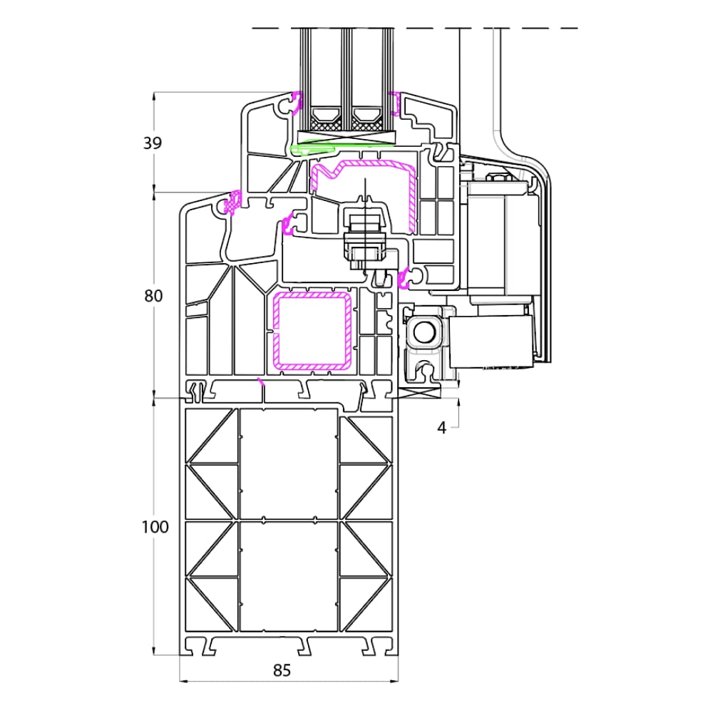 Ideal 8000 - Rahmenverbreiterung 100mm Unten