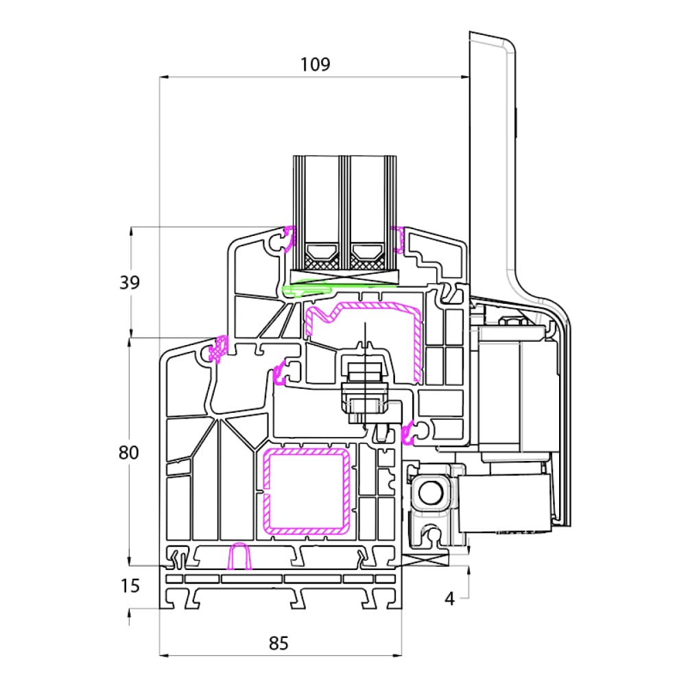 Ideal 8000 - Rahmenverbreiterung 15mm Unten