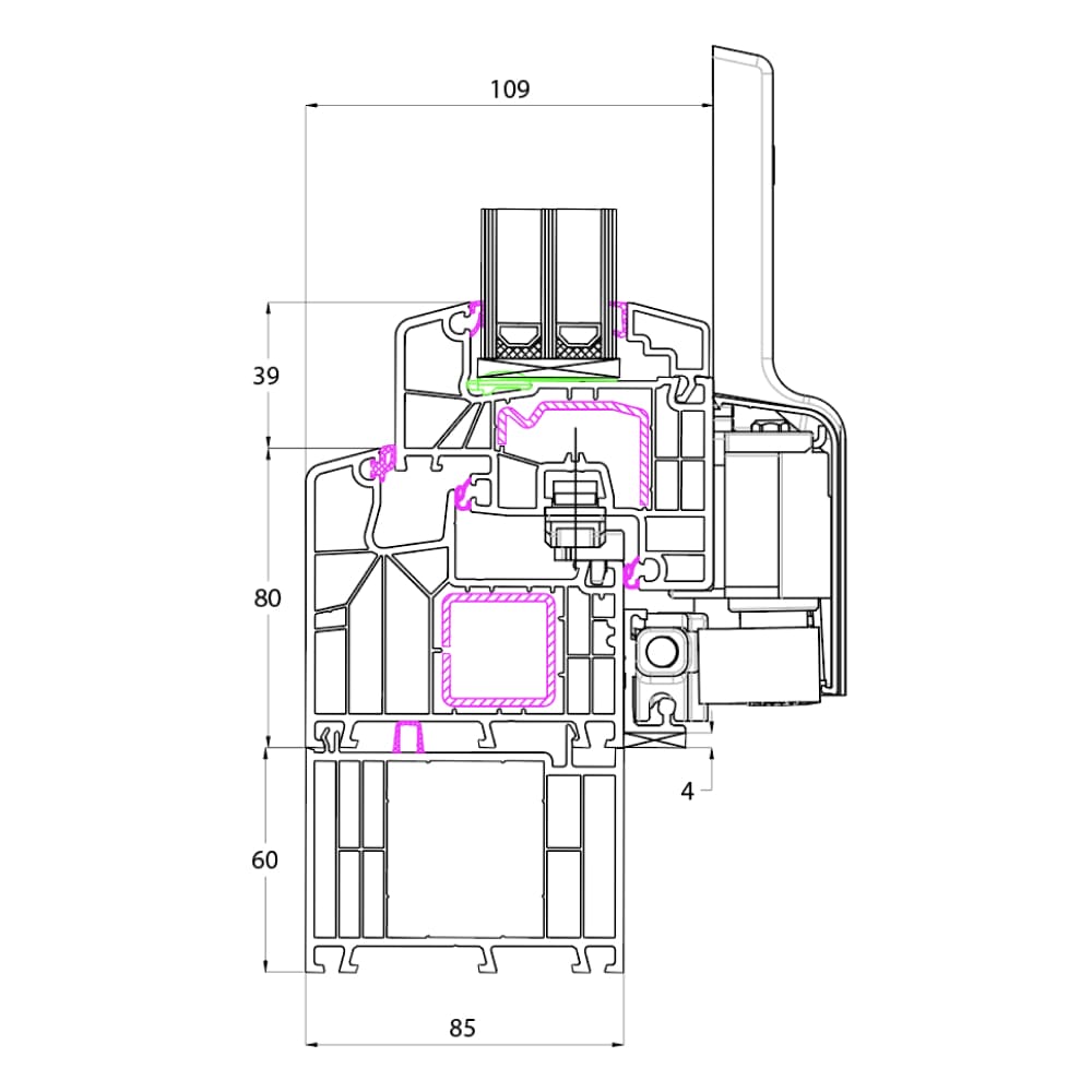 Ideal 8000 - Rahmenverbreiterung 60mm Unten