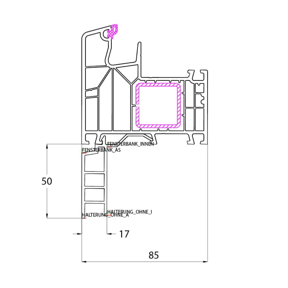 Ideal 8000 - Fensterbankanschlussprofil Altbau 50mm
