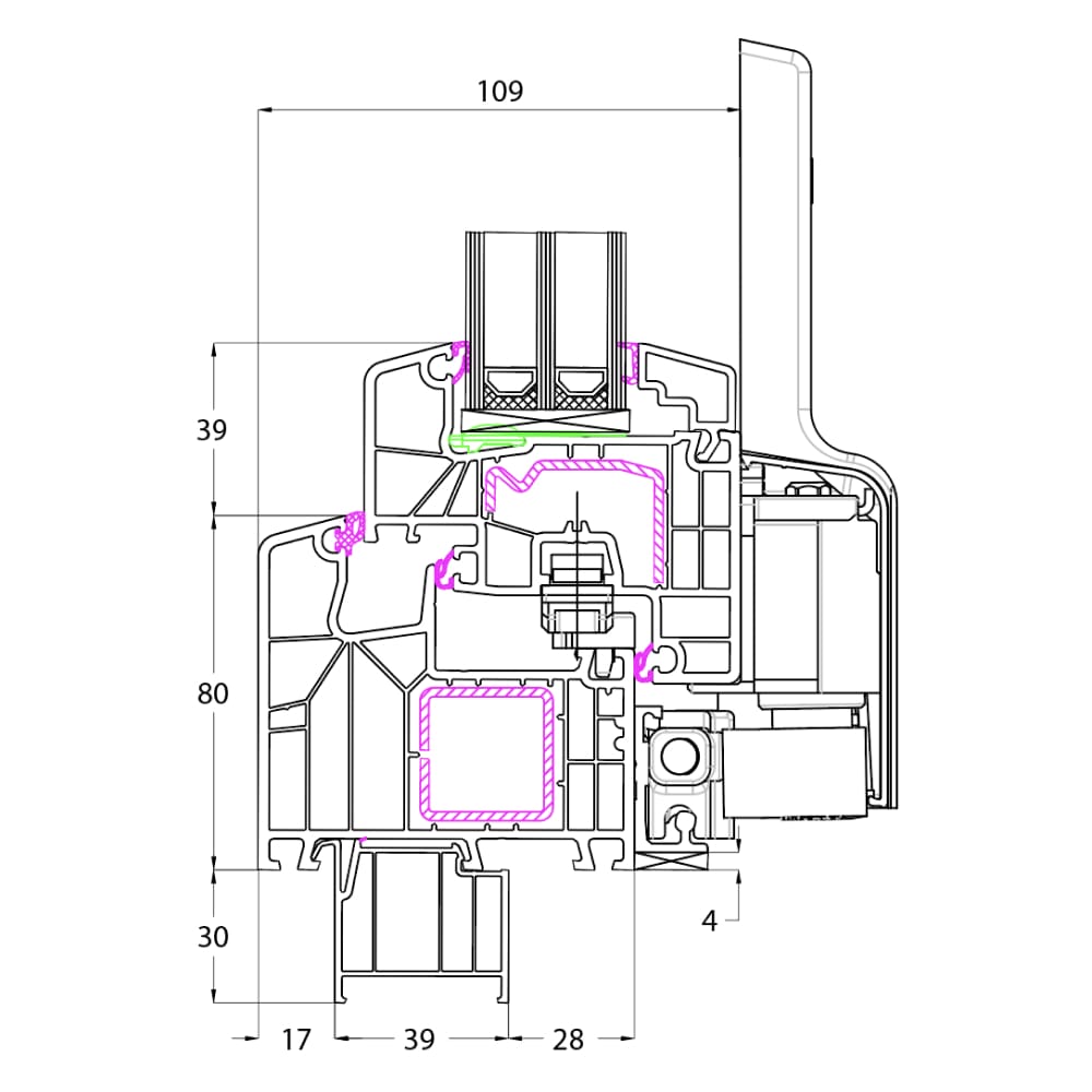 Ideal 8000 - PSK mit Fensterbankanschlussprofil Neubau 30mm