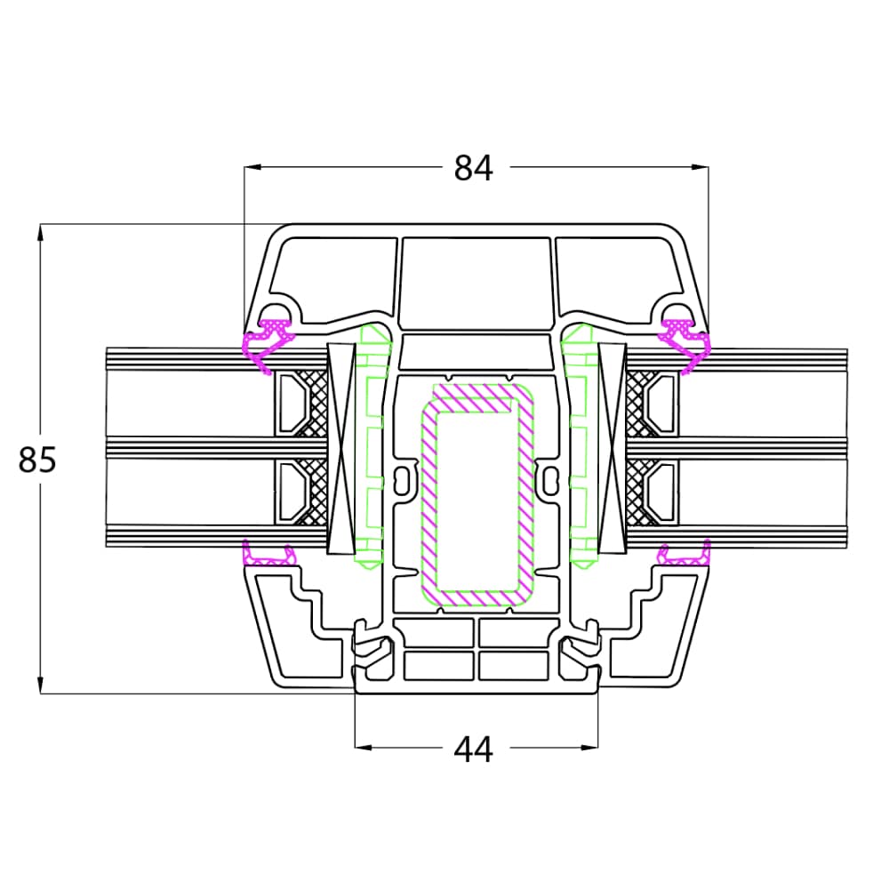 Ideal 8000 - Glasteilende Sprosse 84mm