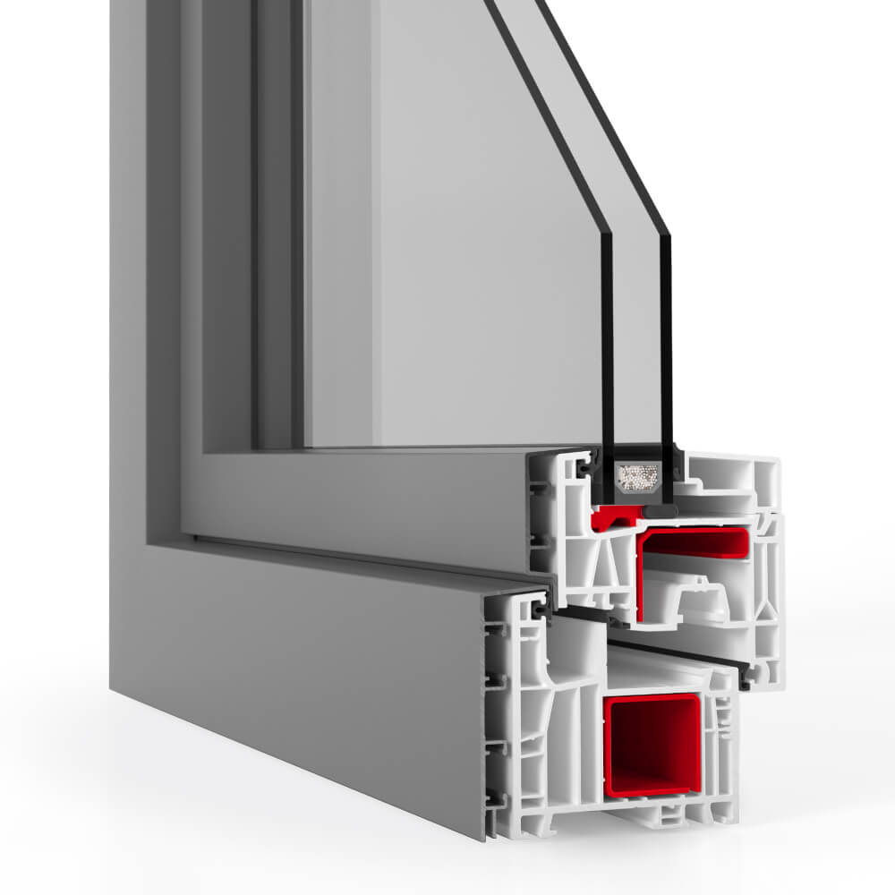 Standard-Ausführung IDEAL TwinSet neo MD Dreh-Kipp Kunststoff-Alu Fenster Profilecke