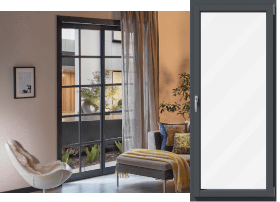 Holz-Balkontür in Anthrazit Holz-Balkontür in Anthrazit