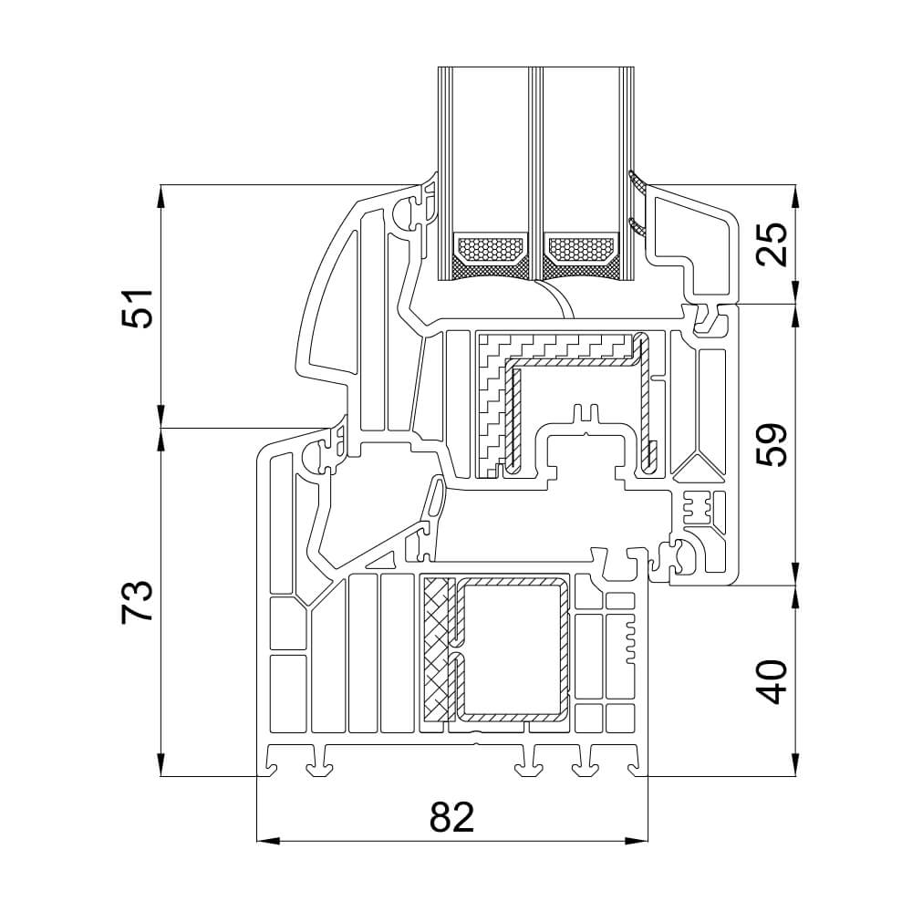 VEKA Softline 82 MD Passiv Schnittzeichnung