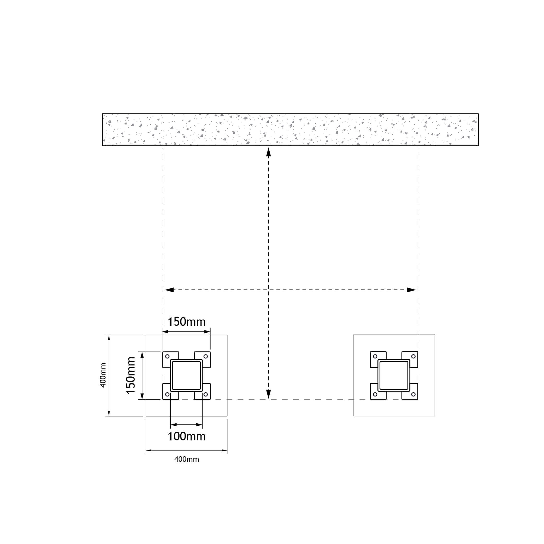 Pfosten und Beton Fundament