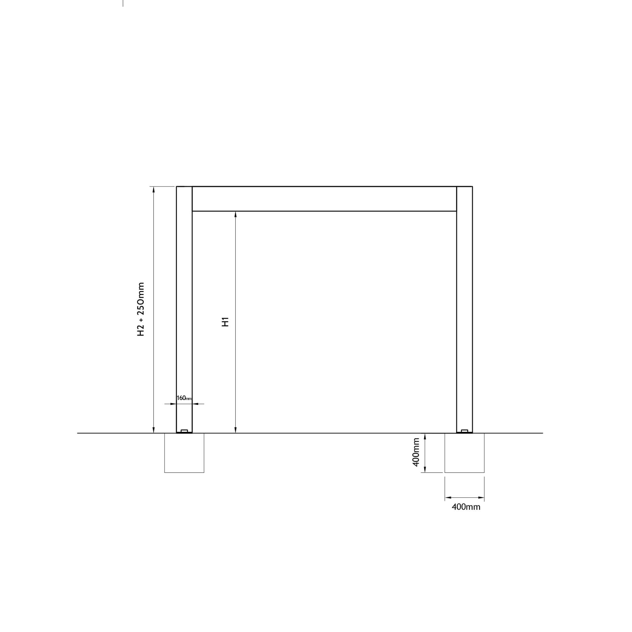 Durchgangshöhe und Beton Fundament 