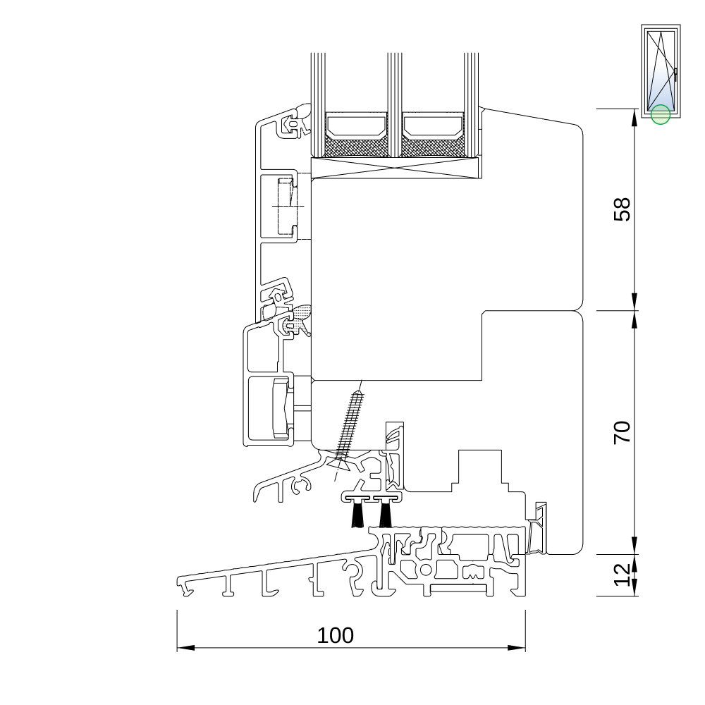 Idealu Classicline IV 78 Balkontür mit Schwelle