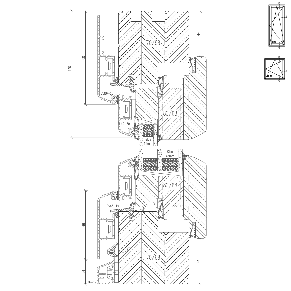 Idealu Classicline IV 68 Profilschnitt