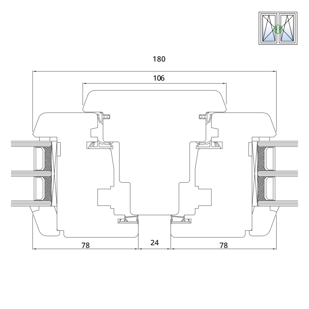 Holzfenster IV 92 Pfosten