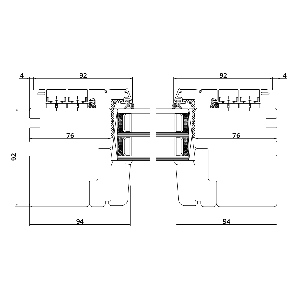 Idealu Classicline IV 92 Profilschnitt festverglast