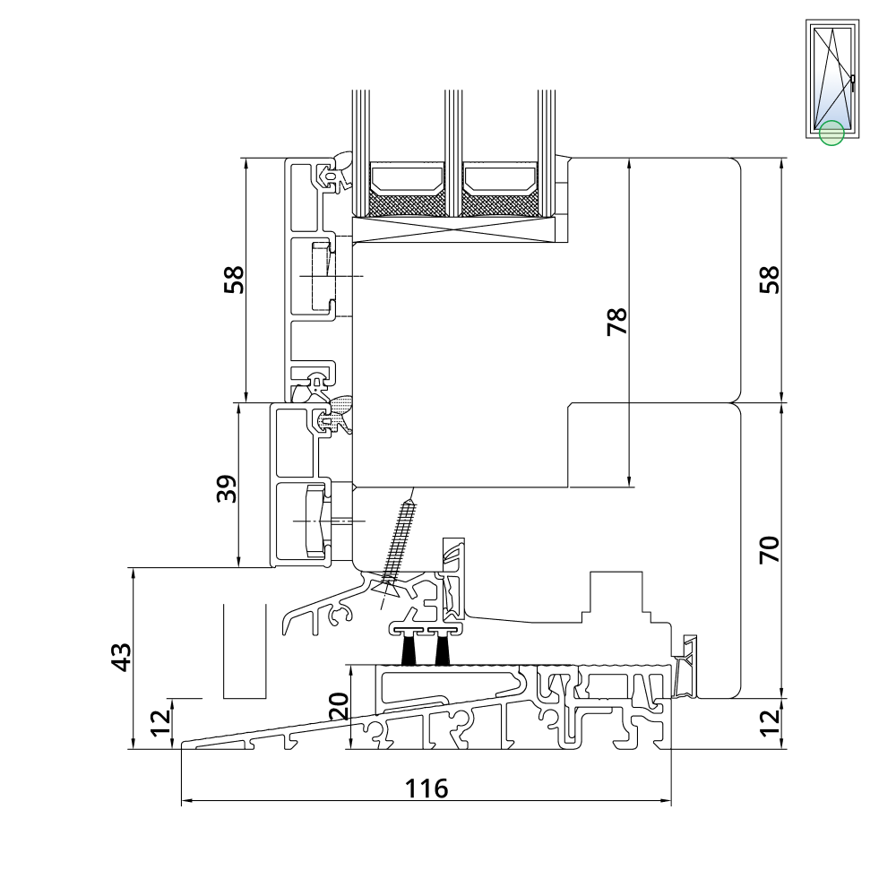 Idealu Design IV 92 Balkontür mit Schwelle