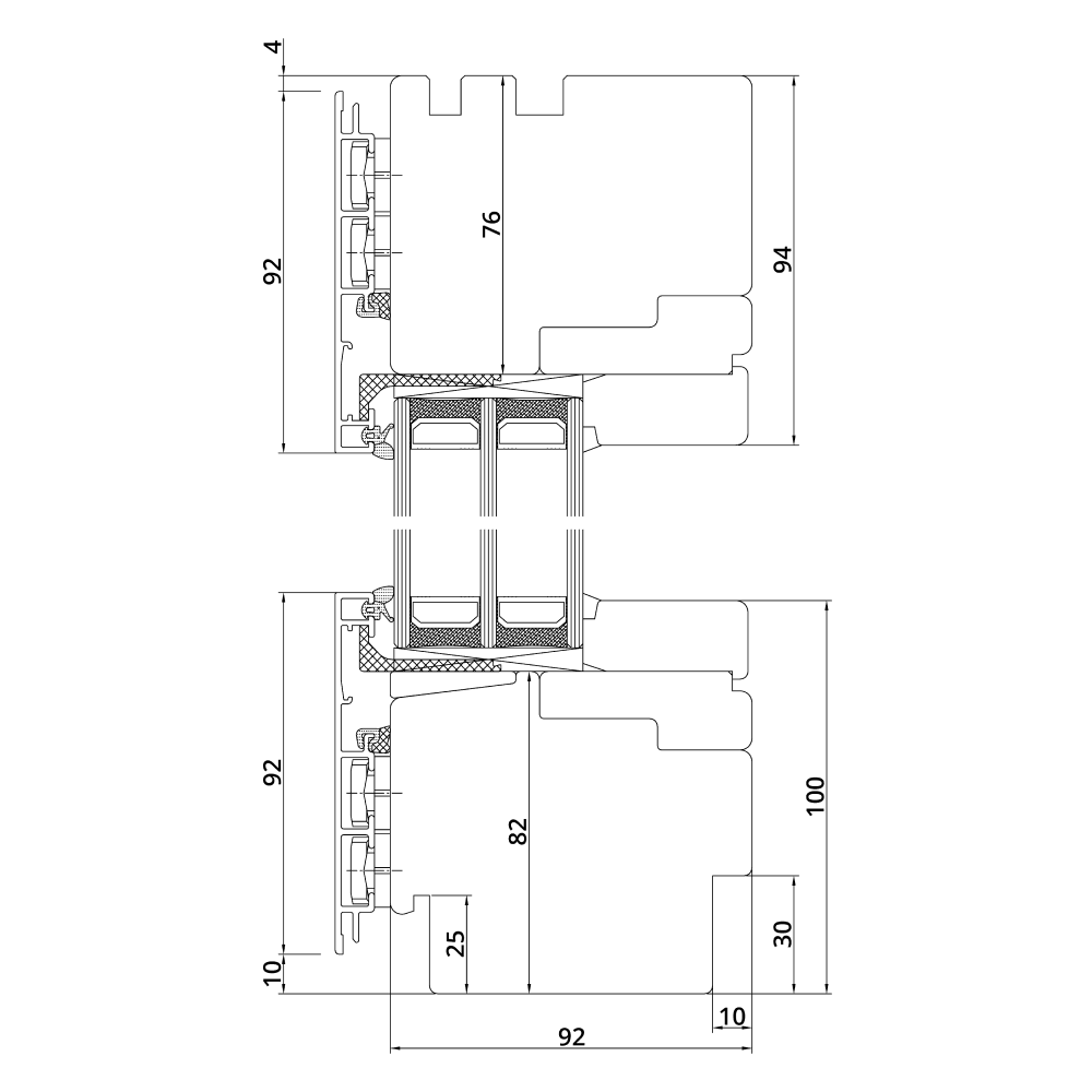 Idealu Design IV 92 festverglast mit Fräsung
