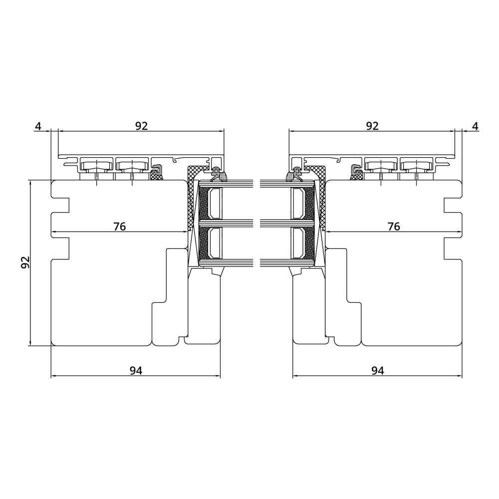 Idealu Design IV 92 Profilschnitt festverglast