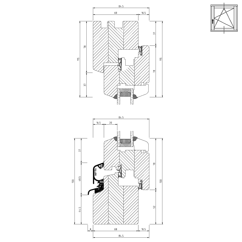 Holz-iv68-Profilschnitt