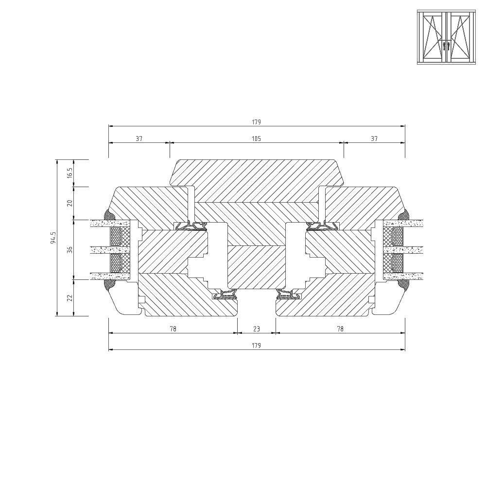 Holz-iv78-Mittelpfosten