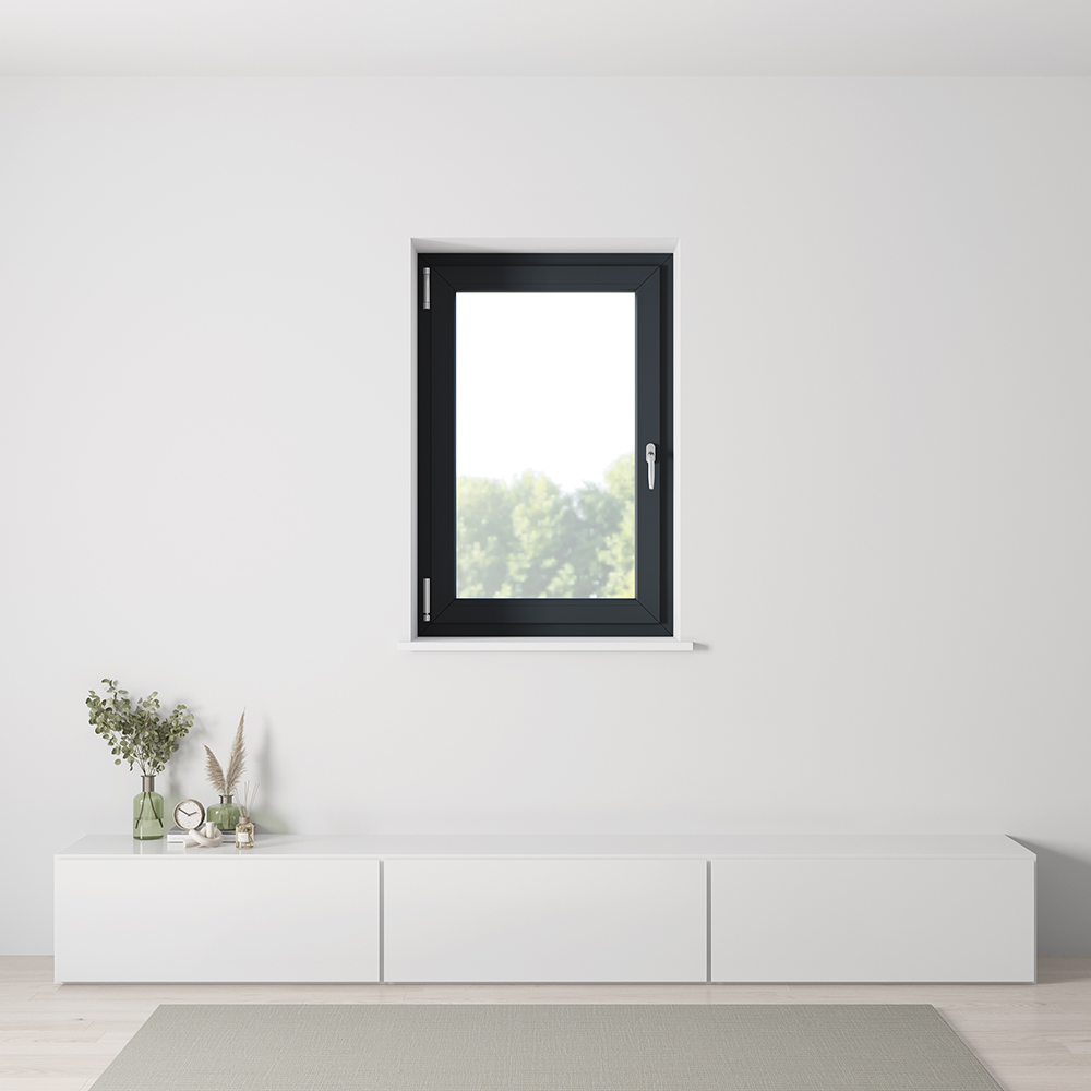Dreh-Kipp Kunststoff-Alu Fenster in Anthrazit ähnlich RAL 7016– Einbausituation Innenansicht