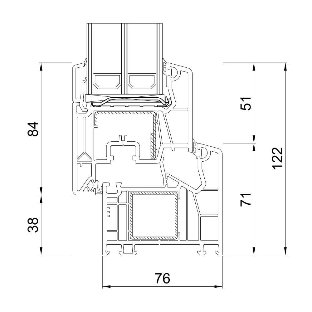 VEKA Softline 76 MD Schnittzeichnung