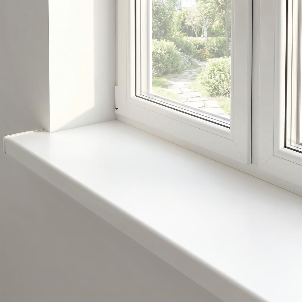 Kunststoff Fensterbank in Weiß Einbausituation