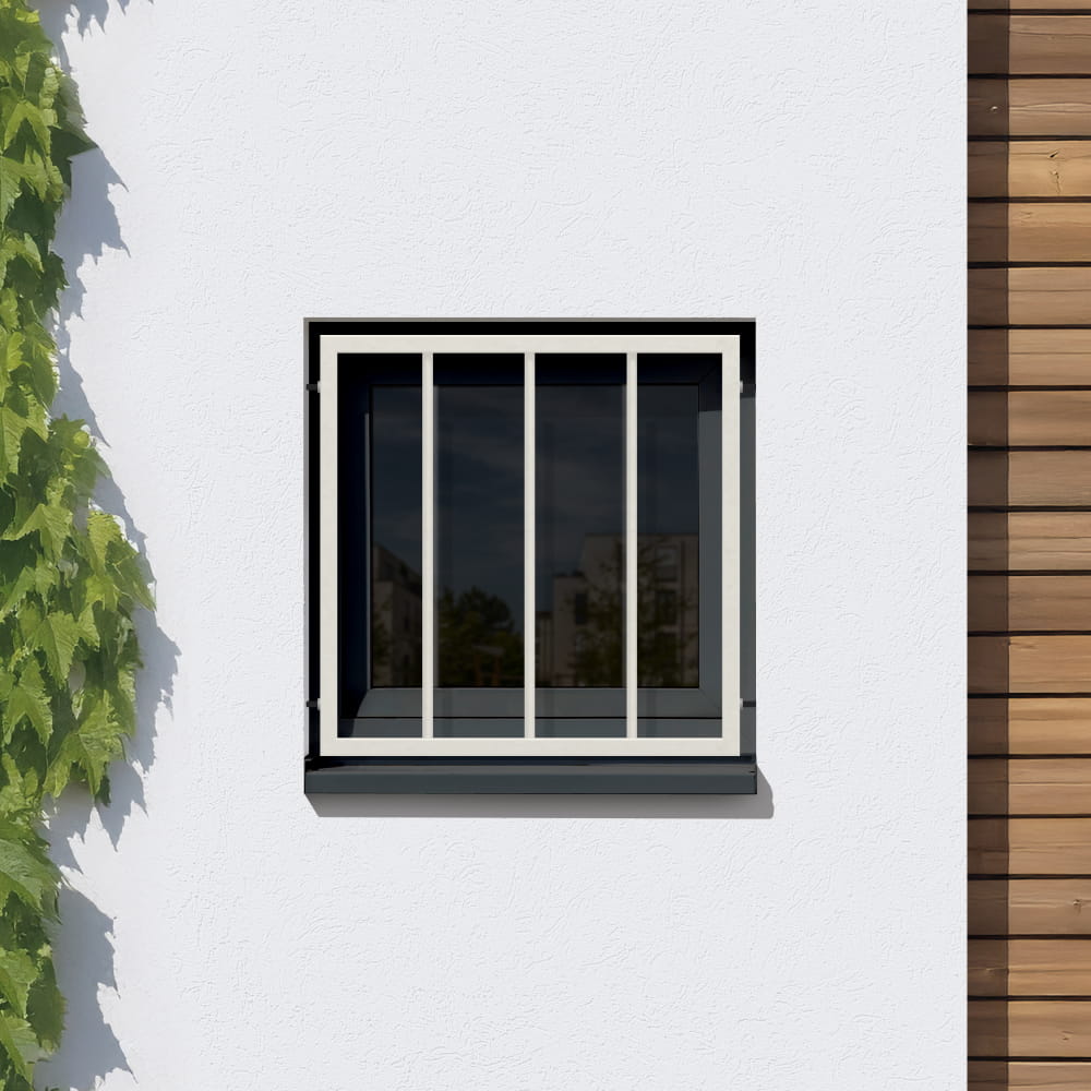Fenstergitter in Weiß Einbausituation