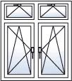 Fenster zweiflügelig Dreh-Kipp rechts Dreh-Kipp links Oberlicht geteilt Kipp