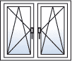Fenster zweiflügelig Dreh-Kipp rechts Dreh-Kipp links