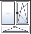 Fenster zweiflügelig fest links Dreh-Kipp rechts Unterlicht Kipp