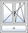 Fenster zweiflügelig Kipp links Dreh-Kipp rechts Unterlicht