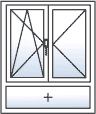 Fenster zweiflügelig Kipp rechts Dreh-Kipp links Unterlicht