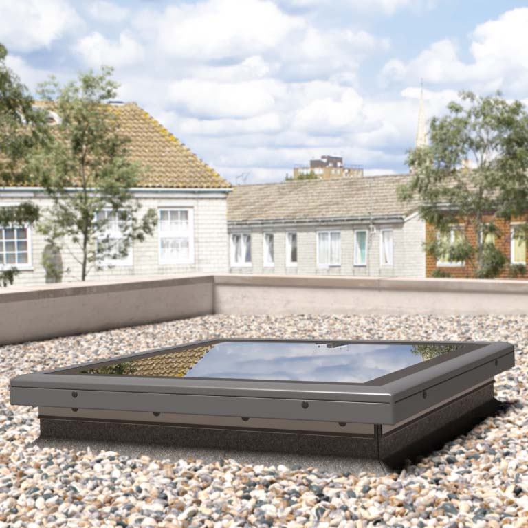 Festverglastes Flachdachfenster Außenansicht