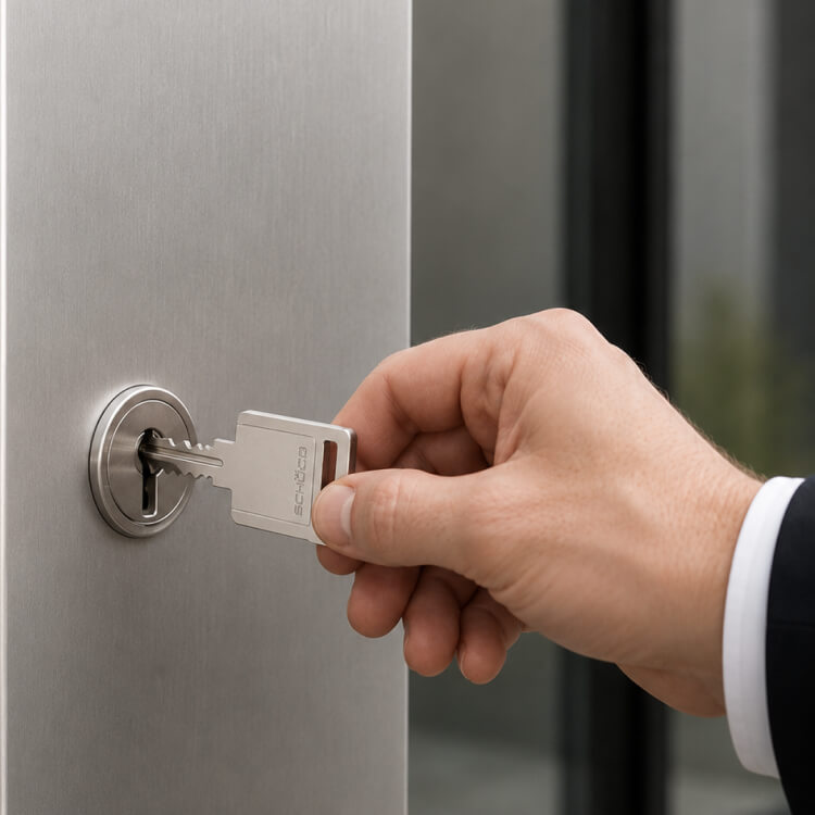 Haustürverriegelung mit Schlüssel
