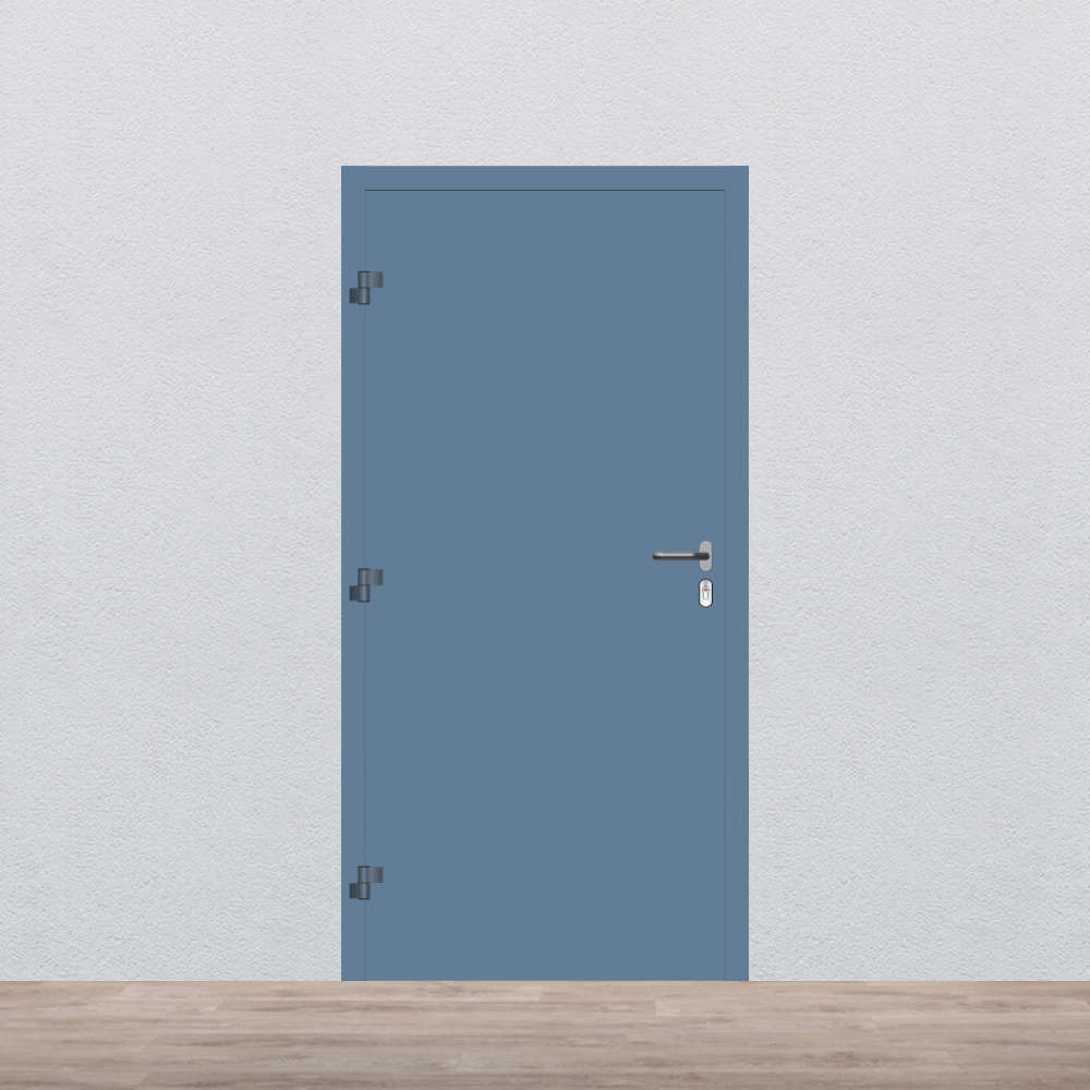 Alu-Haustür in Taubenblau Innenansicht Einbausituation