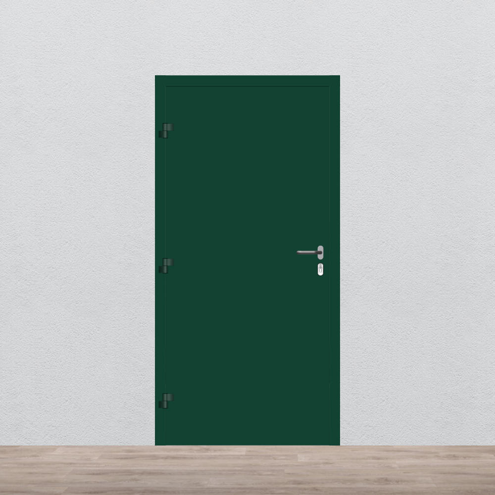 Alu-Haustür in Moosgrün Innenansicht Einbausituation