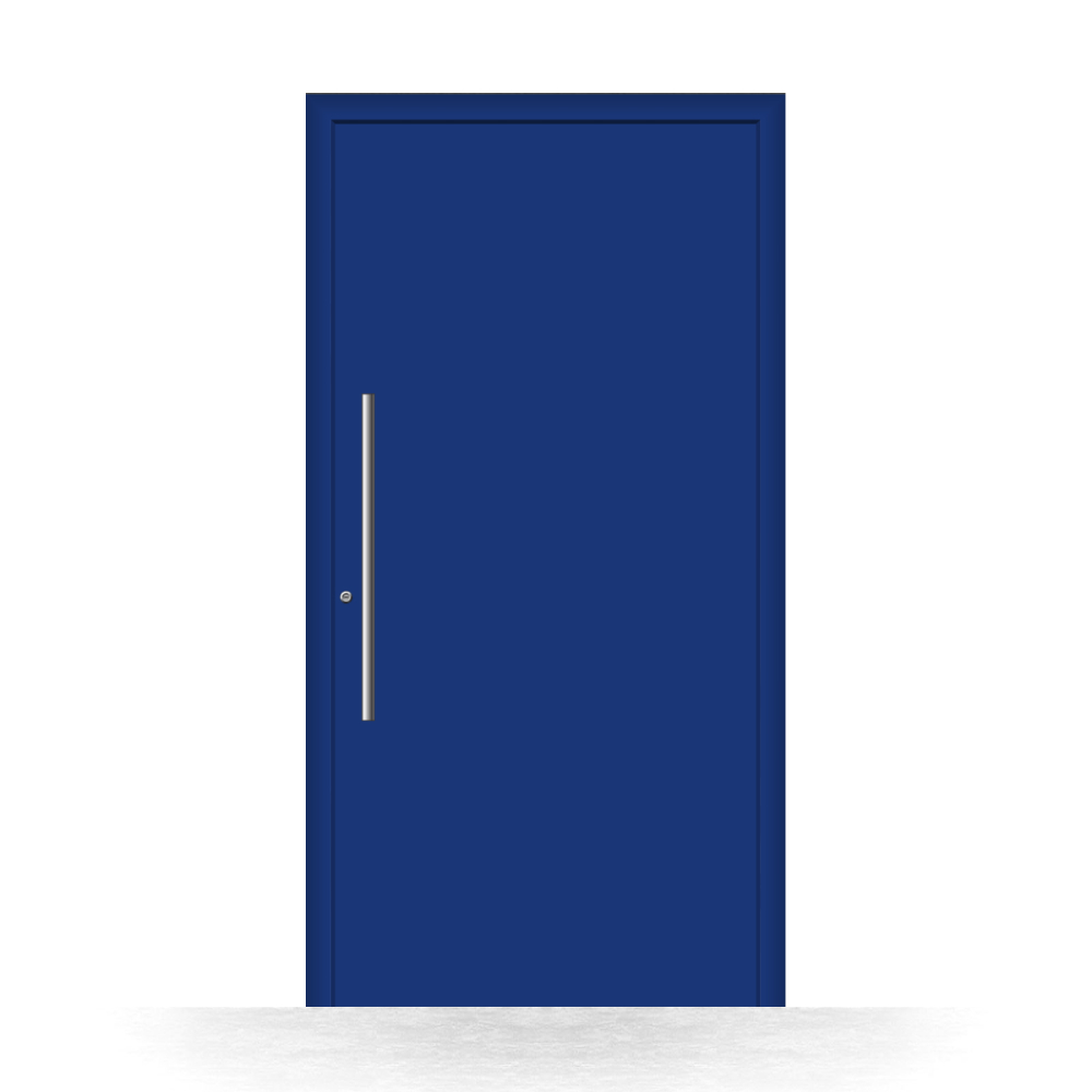 Alu-Haustür in Blau (RAL 5002) Außenansicht