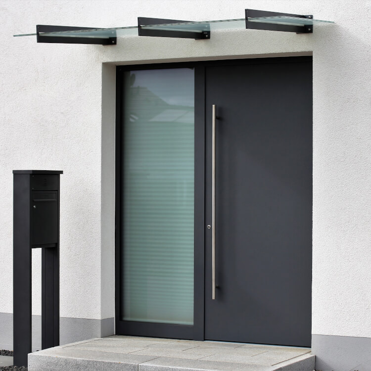 Haustür Anthrazit ohne Glas mit Seitenteil